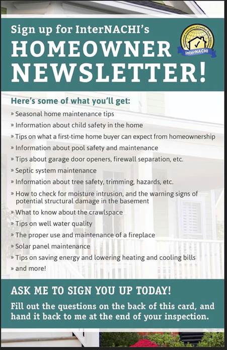 Sign up for InterNACHI's homeowner newsletter