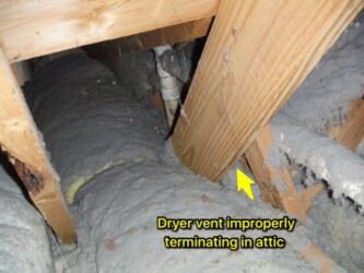 dryer vent improperly terminating in attic