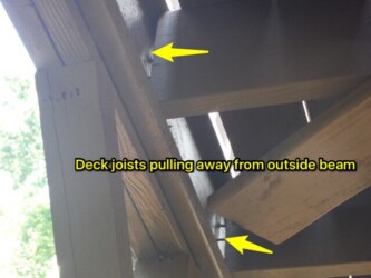 deck joists pulling away from outside beam